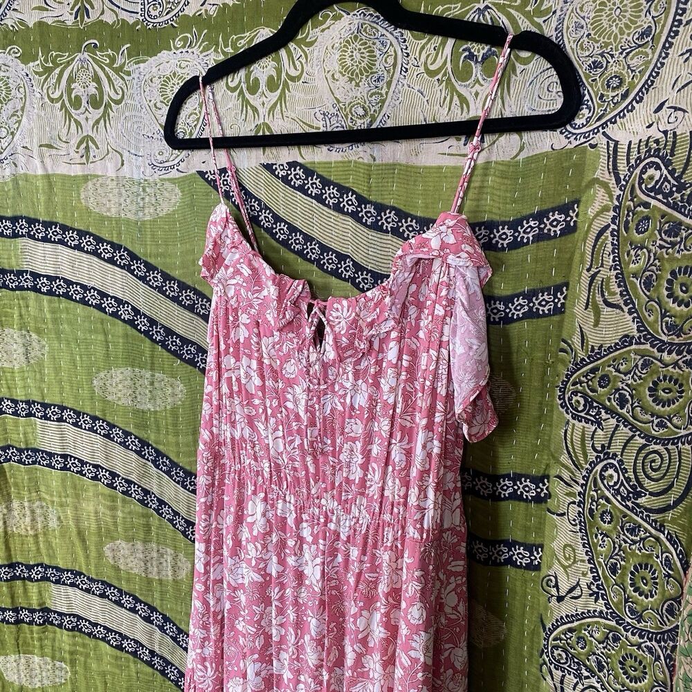 J. Crew Dark Flamingo Tossed Floral Tiered Maxi Dress Size Medium - Picture 8 of 16